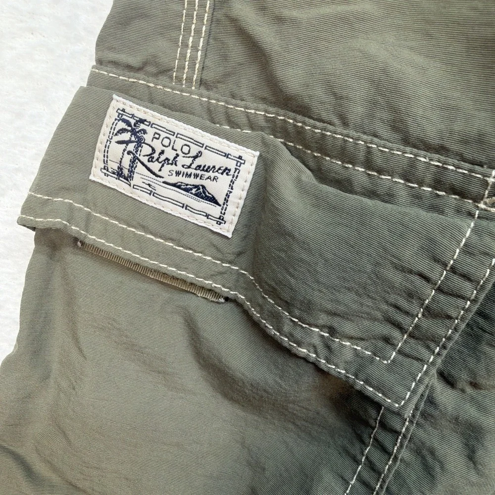 Polo Ralph Lauren Swim Trunks Olive Green Cargo Lined Beach Mens‎ XL Preppy